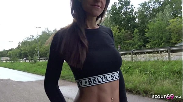 GERMAN SCOUT - Instagram Fitness Teen Model aus Köln bei Strassen Casting für Geld gefickt