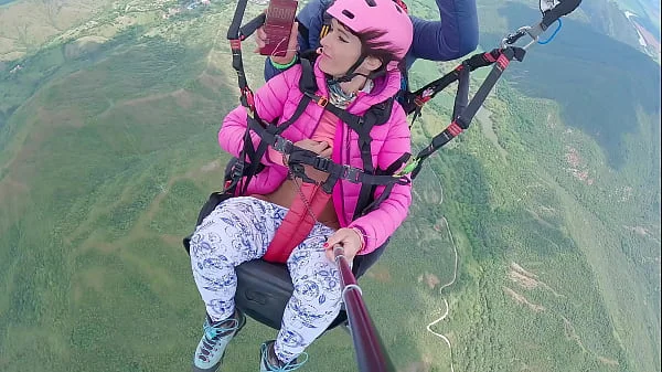 Wet Pussy SQUIRTING IN THE SKY 2200m High In The Clouds while PARAGLIDING