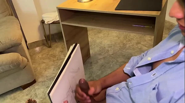 Artist can't hold back and masturbates while drawing Colombian Silvana Lee's big tits naked