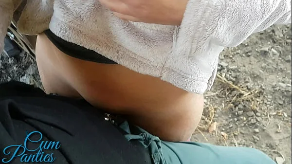 Real public cum panties near trains