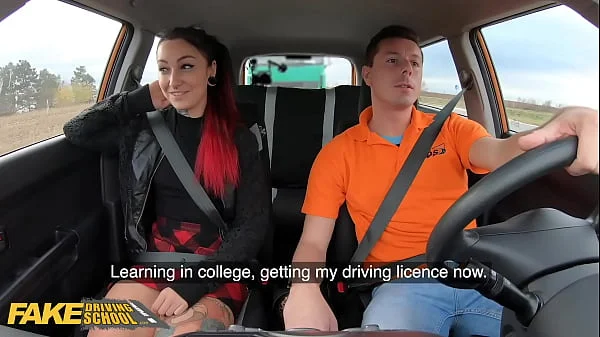 FakeDrivingSchool Tattoo Babe Sharlotte Thorne Smokes Instructors Cock